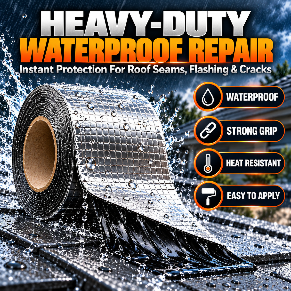 Heavy-Duty Butyl Waterproof Repair Tape – Heat-Resistant Self-Adhesive Seal for Roofs, Pipes & Cracks