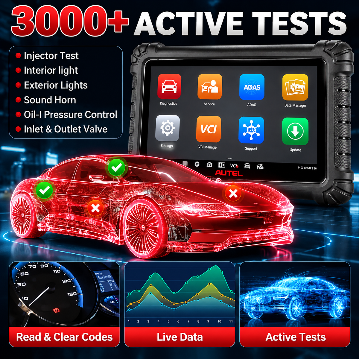 🔥[Hot sale]🔥Autel MS906MAX 2026 Pro All‑Systems Automotive Diagnostic Scanner, 3000+ Active Tests 40+ Service Functions 10 Inch OBD2 Car Scan Tool