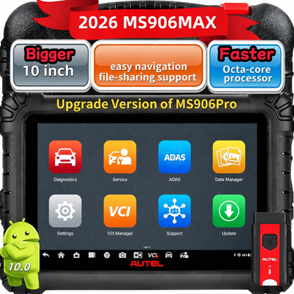 🔥[Hot sale]🔥Autel MS906MAX 2026 Pro All‑Systems Automotive Diagnostic Scanner, 3000+ Active Tests 40+ Service Functions 10 Inch OBD2 Car Scan Tool
