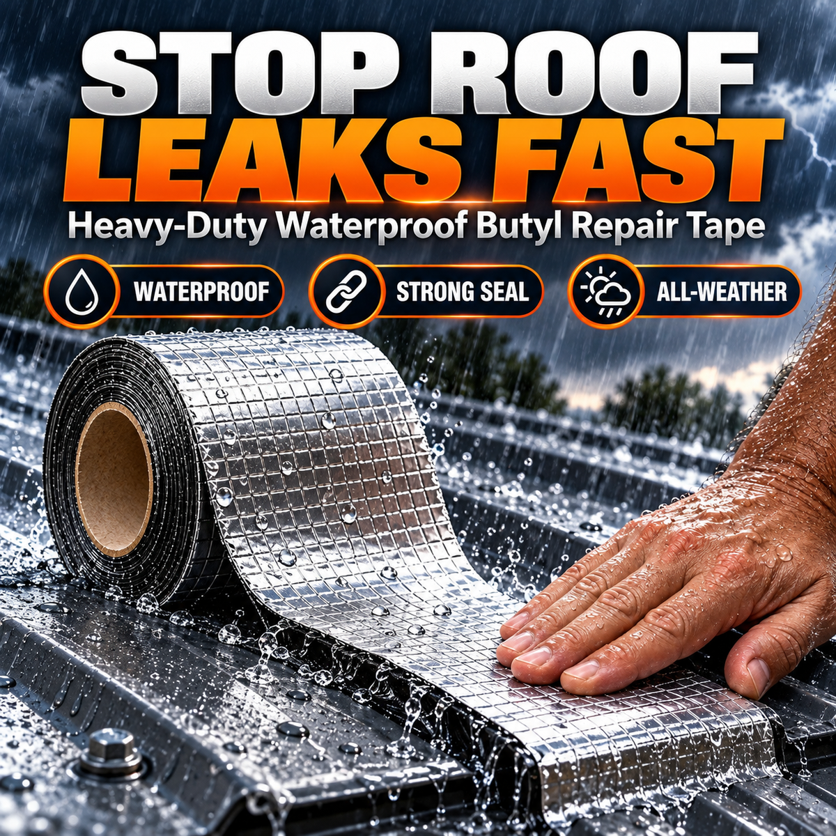 Heavy-Duty Butyl Waterproof Repair Tape – Heat-Resistant Self-Adhesive Seal for Roofs, Pipes & Cracks