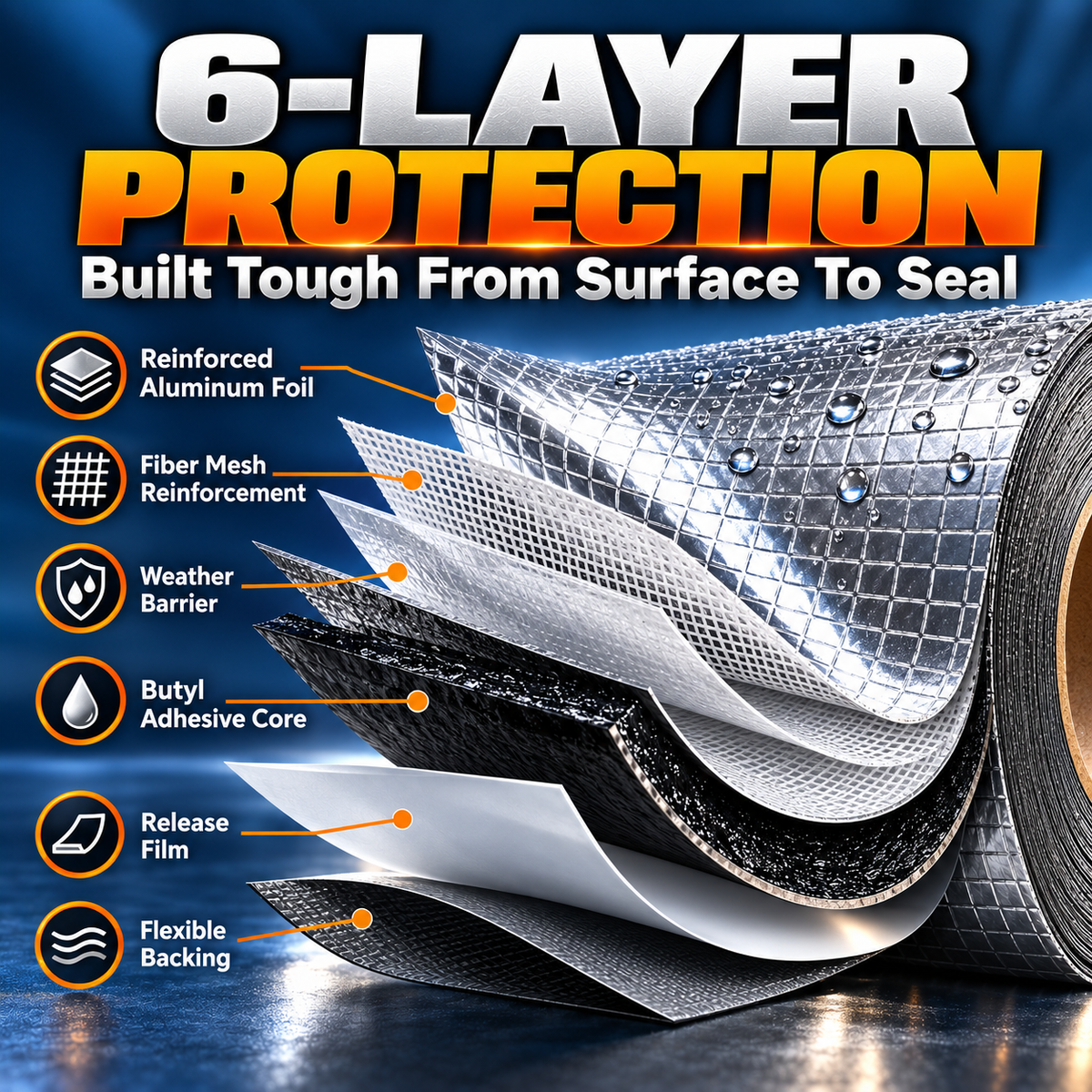 Heavy-Duty Butyl Waterproof Repair Tape – Heat-Resistant Self-Adhesive Seal for Roofs, Pipes & Cracks