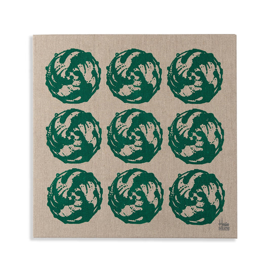 Vintage Tile Stretched Canvas Print in Emerald