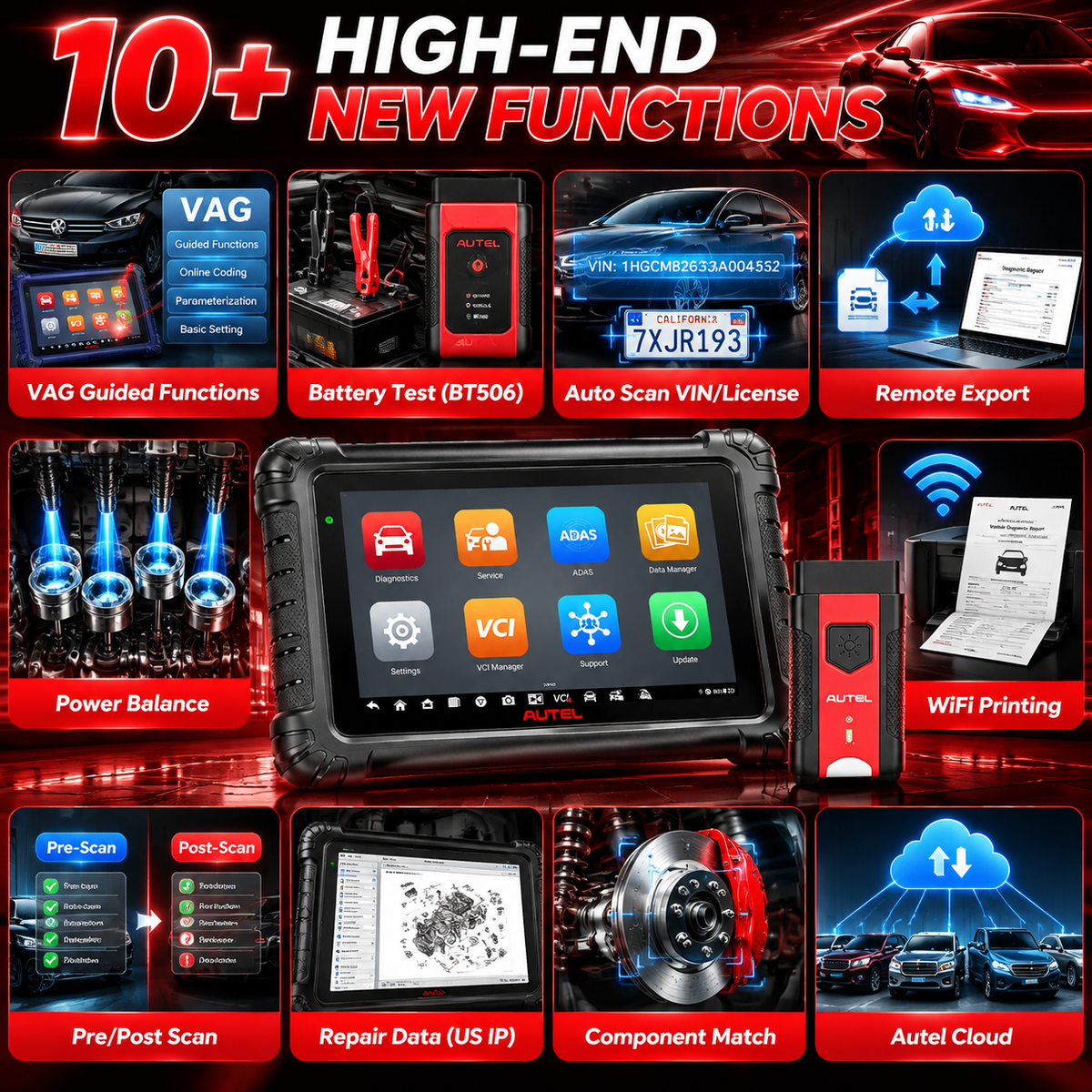 🔥[Hot sale]🔥Autel MS906MAX 2026 Pro All‑Systems Automotive Diagnostic Scanner, 3000+ Active Tests 40+ Service Functions 10 Inch OBD2 Car Scan Tool